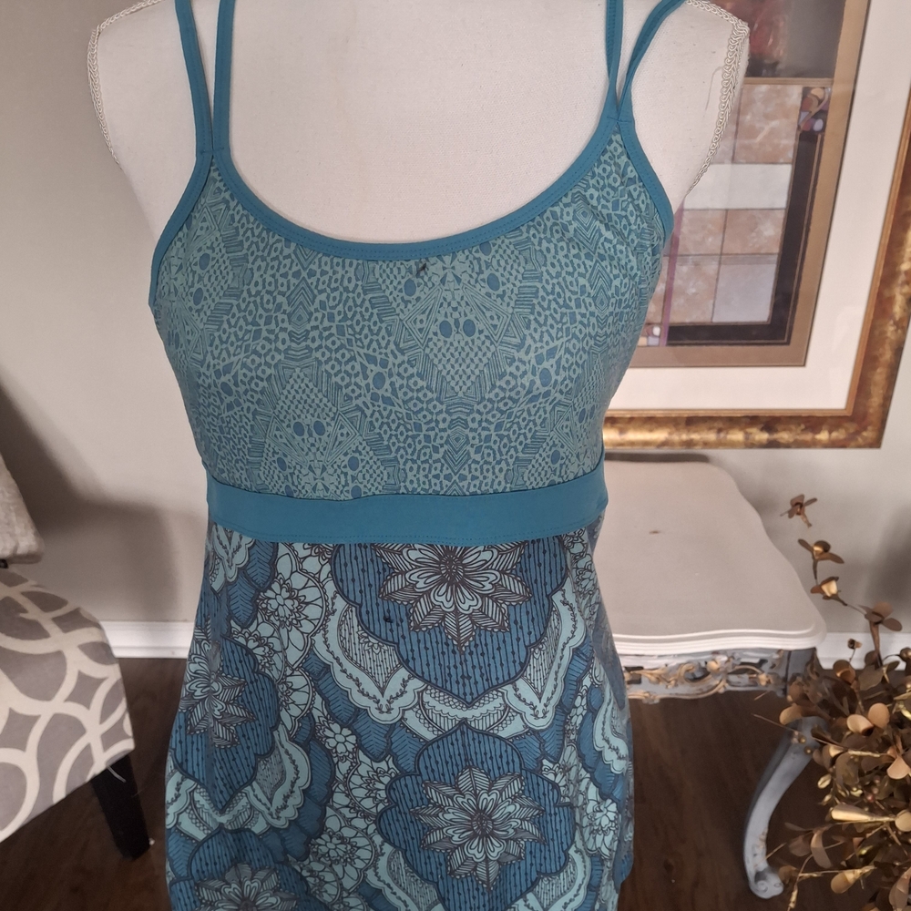 Prana Teal Floral Lace Tank Top